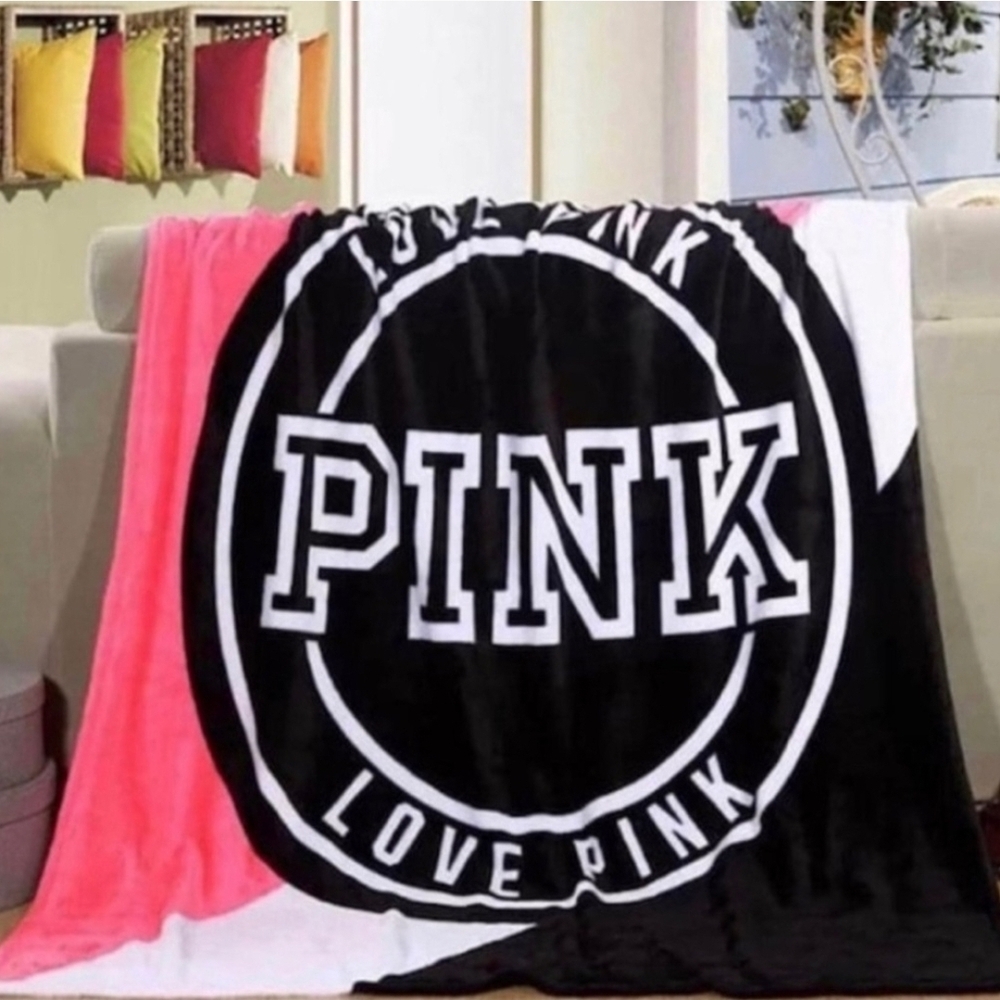 Victoria's Secret Pink and Black Throw Blanket